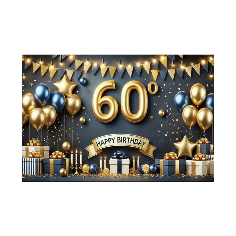 クロスボーダーブラックゴールド誕生日年齢写真バナー誕生日パーティーシーン写真撮影布用品小道具背景布|undefined