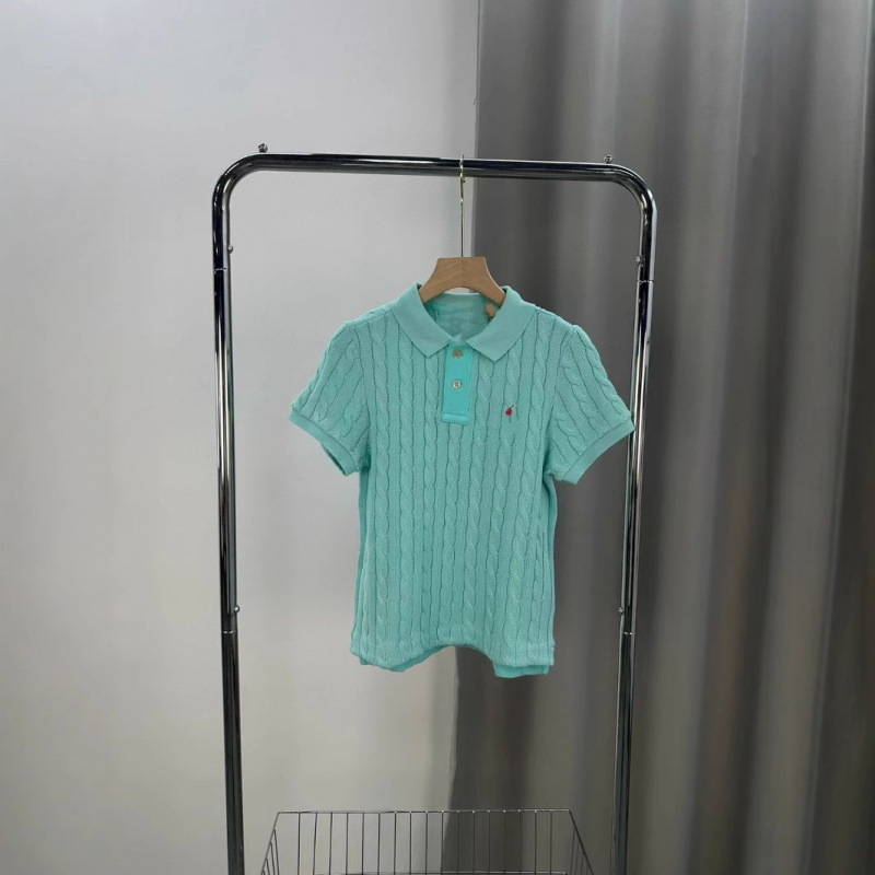 Ralph Lauren Embroidered Logo Slim-Fit Polo Shirt with Short Sleeves, Casual Versatile Classic Knit Cable Knit Ralph Lauren Embroidered Logo Slim-Fit Polo Shirt with Short Sleeves, Casual Versatile Classic Knit Cable Knit