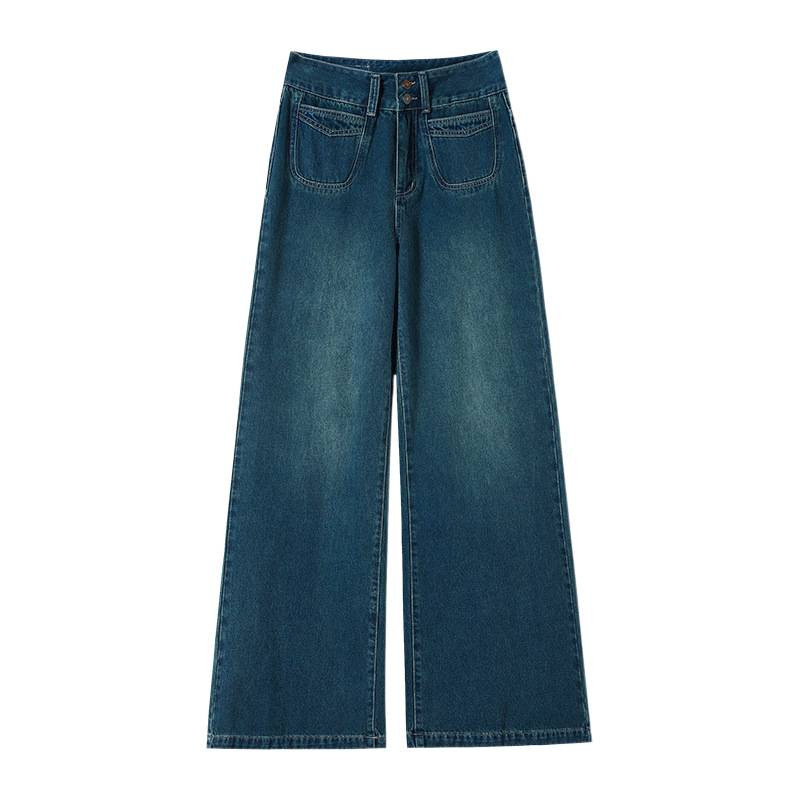 Vintage jeans de piernas anchas azules de otoño de mujeres nuevos mm grandes gordos sueltos y delgados en forma de pera pantalones de cintura alta image 6