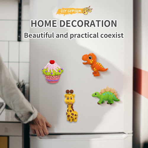 Hand-painted fridge magnet doodle painting set of full colors DIY plaster figurine white blank craft toy