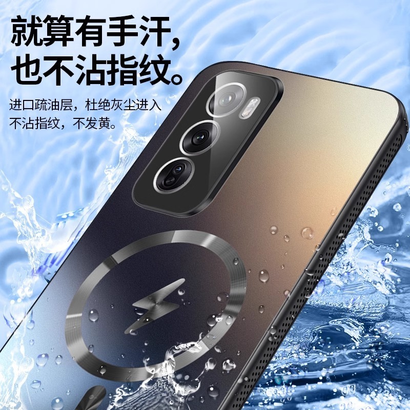 OPPOReno12 携帯電話ケース Pro 新しいレンズに適したオールインクルーシブシリコンエアバッグ落下防止冷却保護カバー男性用|undefined
