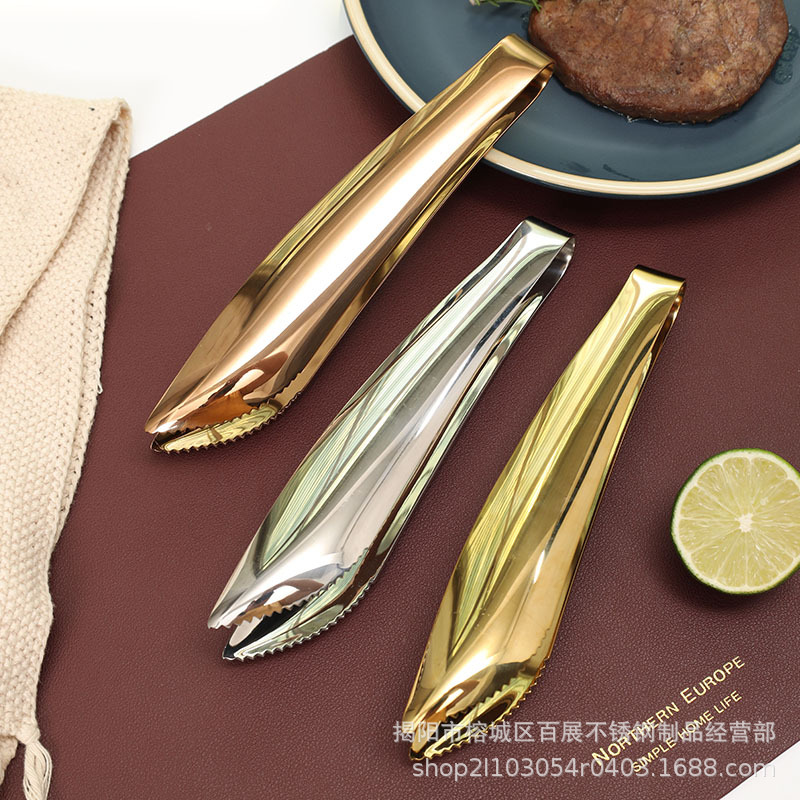 304 Stainless Steel Curved Steak Sandy Light Food Clip Light Toothed Bread Clip Pizza Clip Buffet Clip