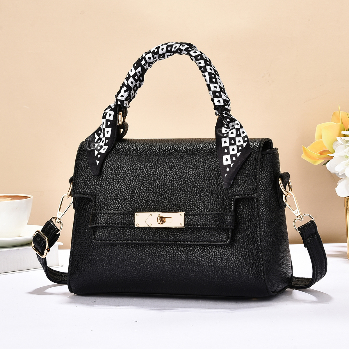 Bolso de Mano y Hombro Cruzado para Mujer de PU con Tapa para Viajes y Ocio