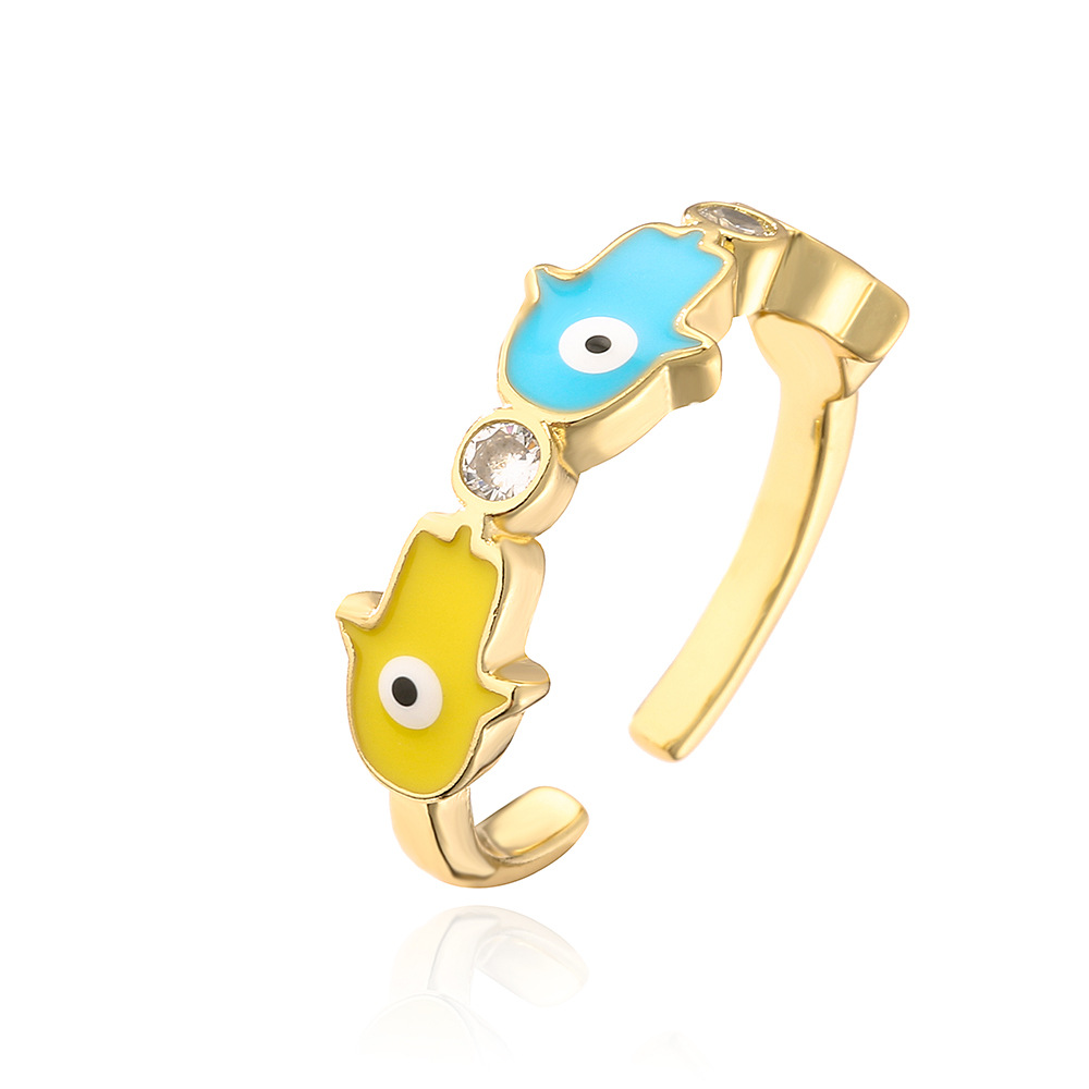 Fashion Glasses Copper Inlay Zircon Open Ring 1 Piece