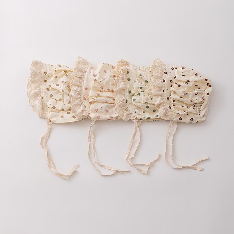 3-12 Sombrero de bebé recién nacido de primavera y otoño delgado bebé pequeño mes de edad bebé princesa sombrero de encaje flores