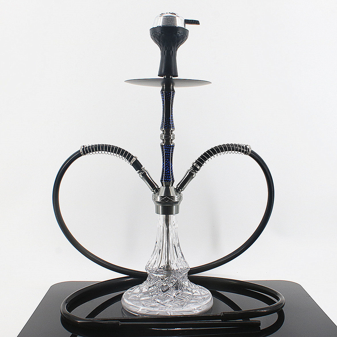 중간 이중 튜브 파란색(실리콘 연기 팬 탄소 분리기) - 패키지 없음