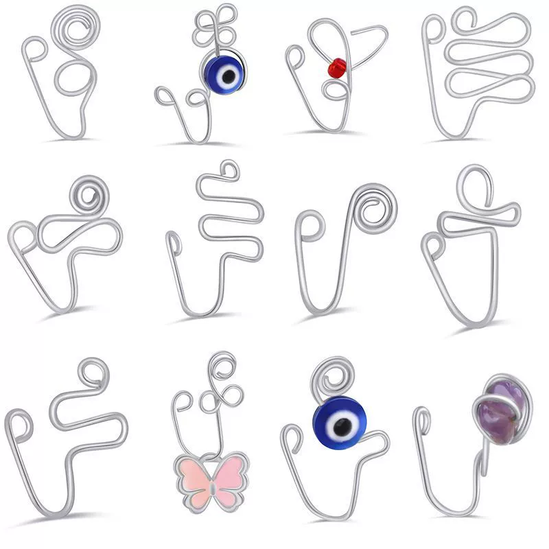 Африканский нос рукав Non-Perforated нос кольцо европейских и американских женщин сглаза жемчуг Кристалл нос рукав клип нос Ложные нос кольцо