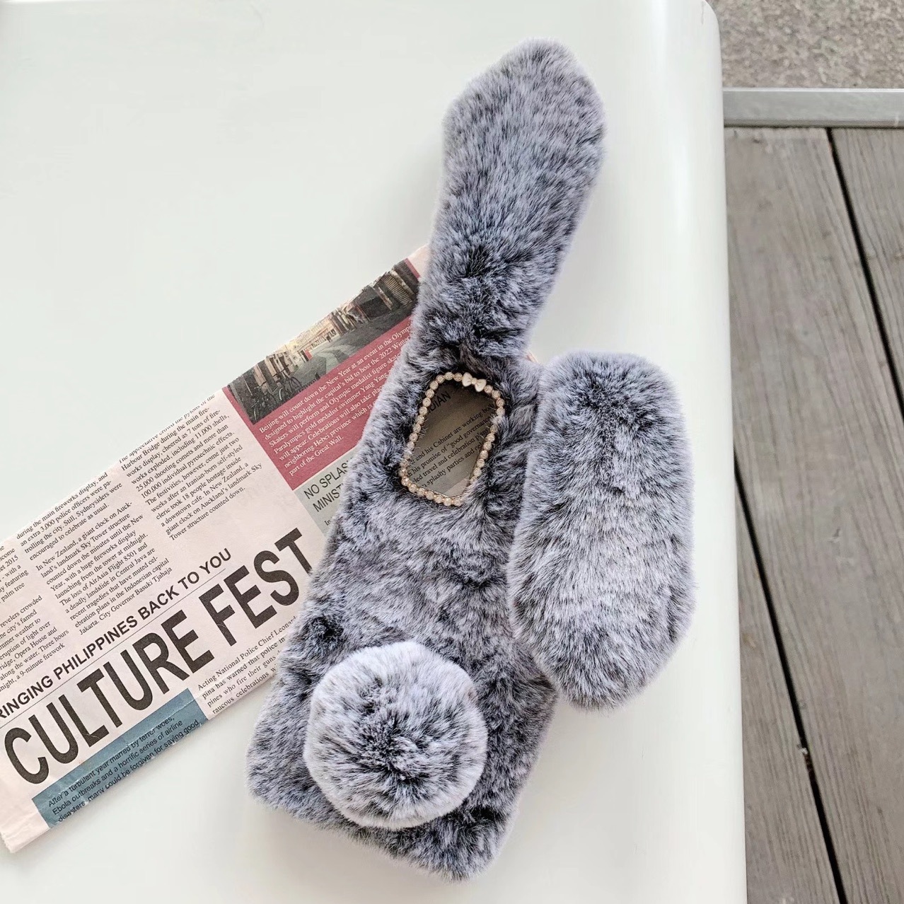 Adecuado para Samsung A55 A26 5G A15 felpa conejo A56 felpa comercio exterior hecho a mano funda protectora para teléfono móvil