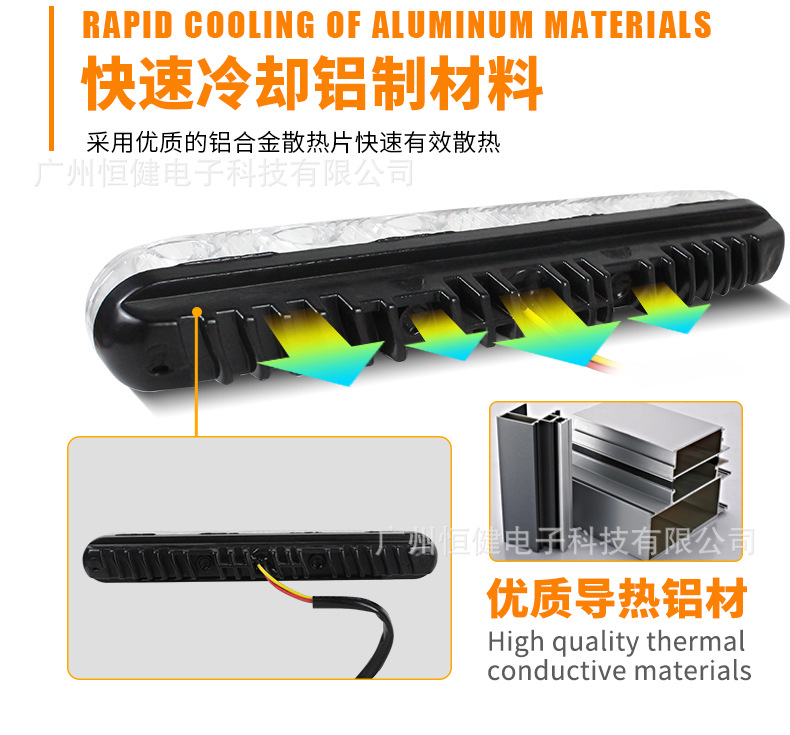 Cross-border car daytime running light 3LED small harpoon daytime running light 9 lights highlight middle net modified light DRL turn signal