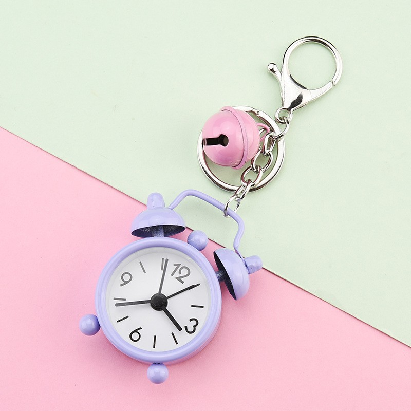 Creativo mini reloj de alarma llavero dibujos animados lindo coche pareja exquisita bolsa colgante pequeño regalo