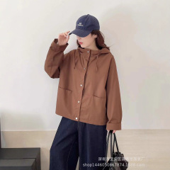 琪镌绘制秋季新款品质百搭连帽外套女休闲户外夹克女上衣女装8218