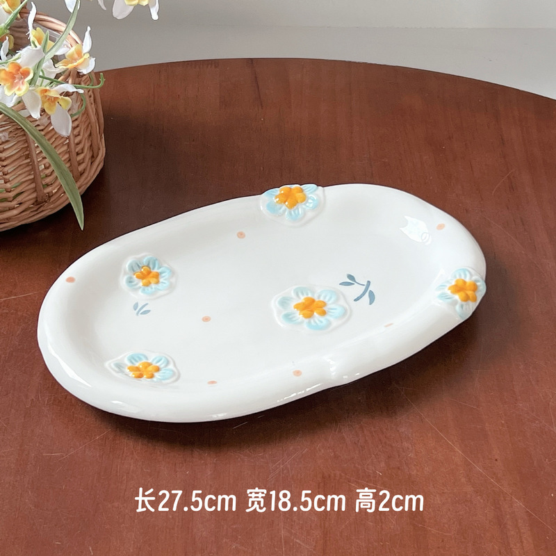 春の花食器、小さな生野菜皿、食器、エンボス加工家庭用セット、高価値ボウルとプレートセット、ボウルセット|undefined