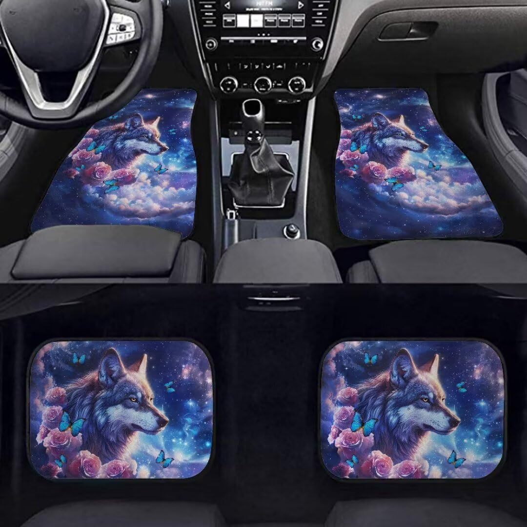 TEMU Wolf King Collection Car Mat Four-piece Set Dirt-resistant, Wear-resistant and Easy-to-clean Car Universal Mat Cross-border Hair