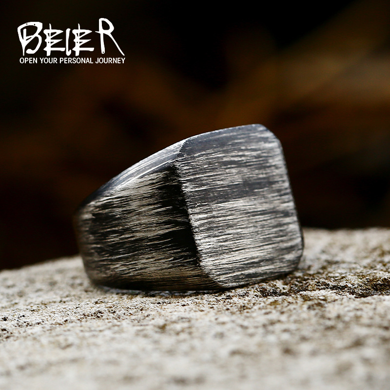 19g Weight Rings Classification Hip-Hop Retro Geometric Titanium Steel Men's Rings Men Band Rings