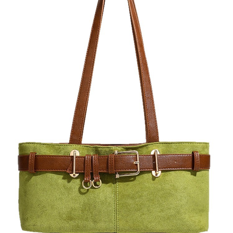 2025 New Korean Niche Retro Suede Baguette Shoulder Bag For Women High-End Versatile Commuter Handbag