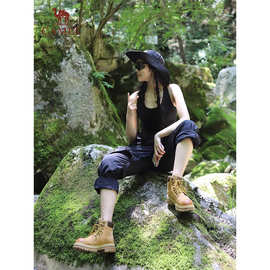 骆驼登山靴女2025新款厚底工装鞋大黄靴英伦风户外休闲马丁靴定制