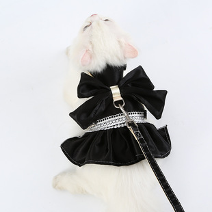 Cross-Border pet supplies bright silk large bow princess skirt bow small fresh chest strap spot wholesale