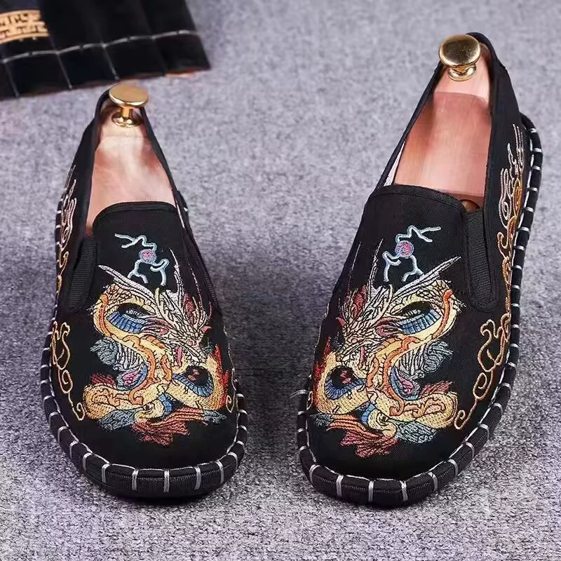 Вышитая старая пекинская обувь из ткани мужской новый корейский тренд холст