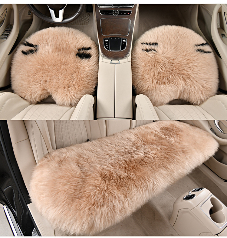 Pure Wool Car Single Seat Winter Cashmere Shear Plush Real Fur One-piece Rear Warm Ass Pad