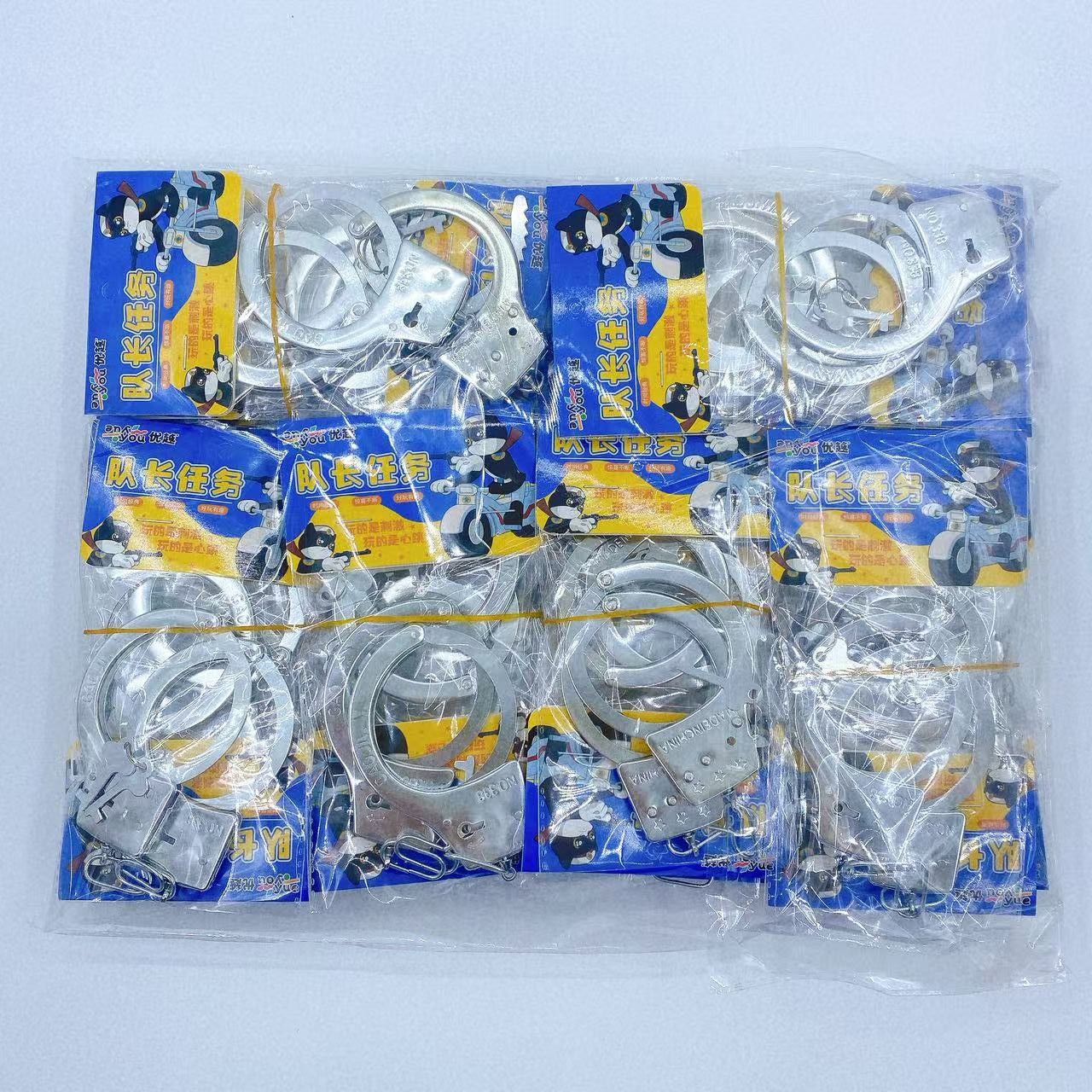 Juguetes para niños esposas caseras accesorios de juegos de rol con bolsas de llaves esposas de hierro y metal juguetes 2 lotes