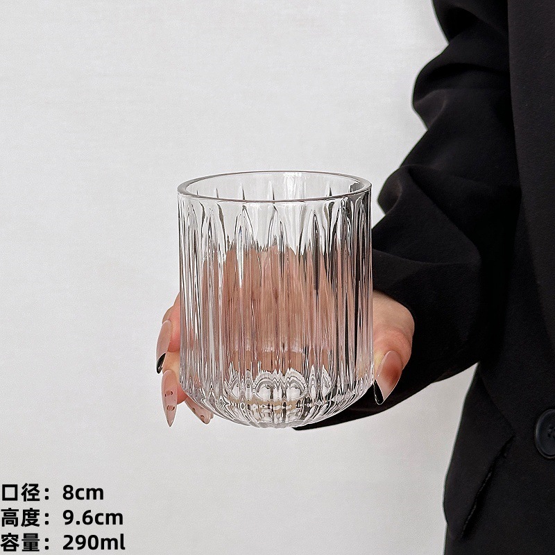 Tazas de vidrio con patrón de espada, tazas de café americanas de hielo, tazas de café de latte transparentes, tazas de bebida, tazas de agua para el hogar