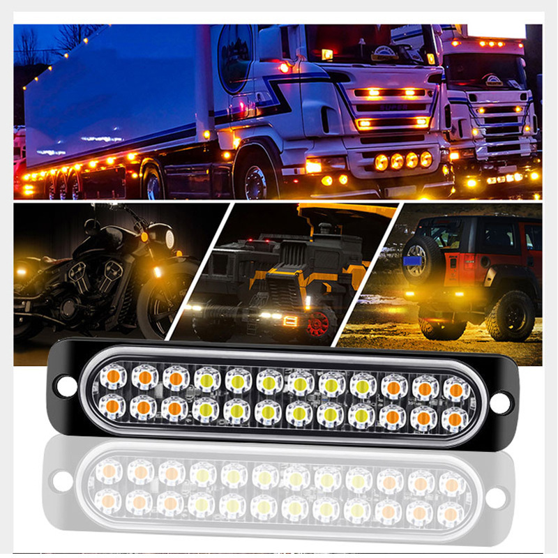 Dual fila 24 lámparas de advertencia de camión 24LED estallar lámparas laterales ultra delgadas