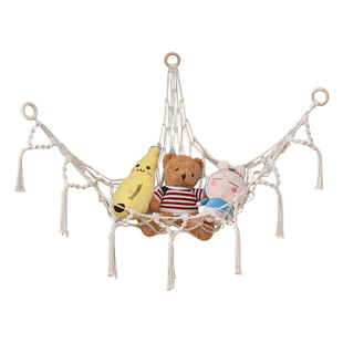 Cross-border foreign trade toy triangle net pocket storage portable hand-woven cotton rope creative home hanging storage hammock