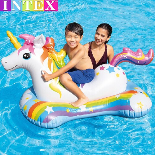 INTEX Adult and Kids Water Inflatable Flamingo, Dinosaur, Swan, Duck, Lobster, Unicorn Swim Rafts