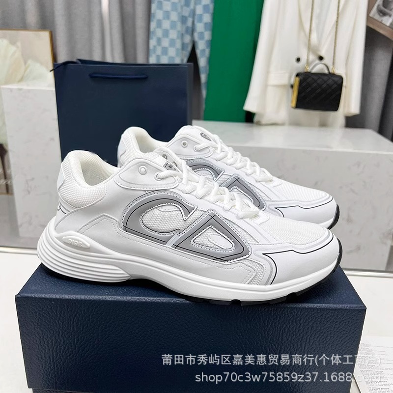 欧洲站跨境专供新款CD百搭休闲鞋增高小白鞋系带情侣跑鞋字母B30|undefined