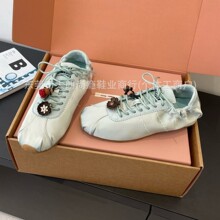 莞产高定26缪春新款女鞋德训鞋平底休闲真丝芭蕾舞鞋系带运动鞋