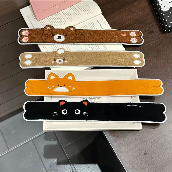 Cute long fringe hair band with cat and fox designs, suitable for face washing and as a bun headband, sweet and adorable hair accessory