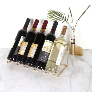 Red Wine Rack Desktop Oblique Wine Wine Display Rack Home Decoration Simple Wine Bottle Bar Rack Iron Storage Rack