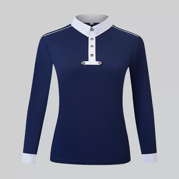 Men's Equestrian Shirt, Elastic Slim Fit, Professional Equestrian Adult Riding Clothing, Polo Shirt, Quick-Drying Competition Long-Sleeved Shirt