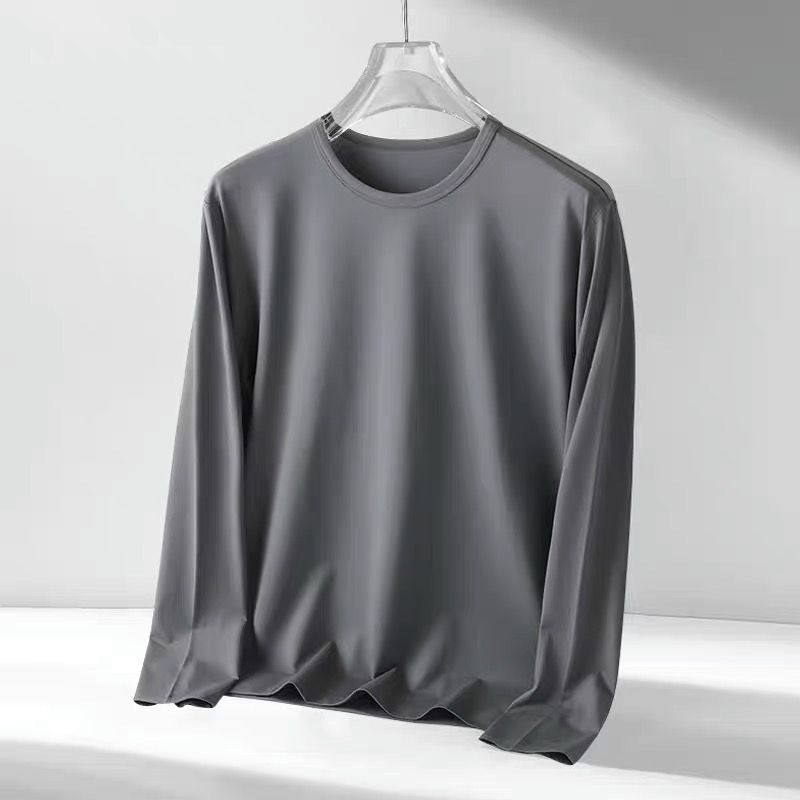 Camiseta de manga larga de color sólido para hombres primavera y otoño casual delgada camiseta de base de cuello redondo para estudiantes adolescentes en ropa T chicas