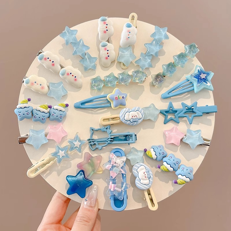 Klein azul rasgado cabello mar pinza de pelo lateral 2024 nuevo clip de alta gama tocado de frente de mujer clip de borde infantil