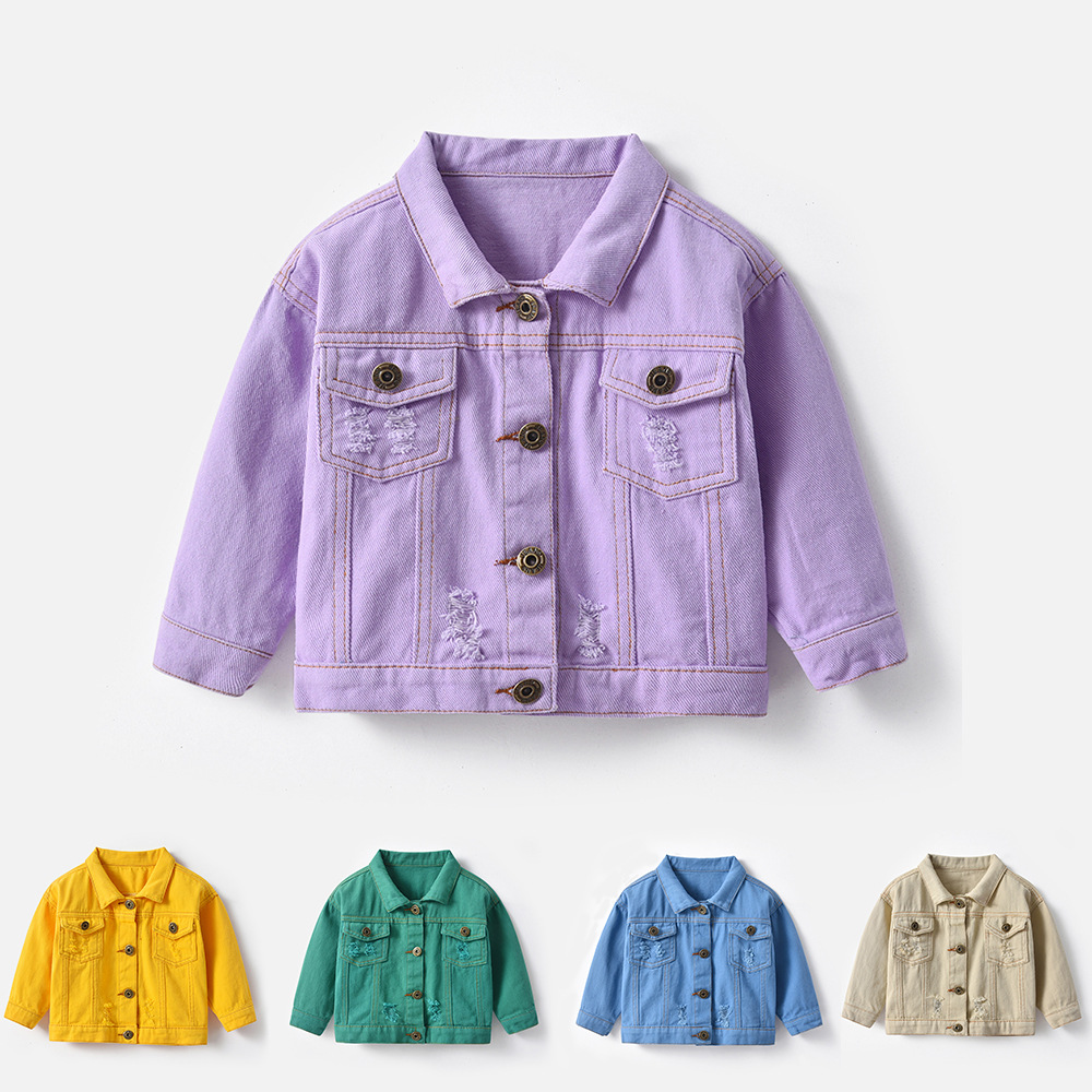 Cárdigan de mezclilla para bebés de estilo coreano para hombres y mujeres, primavera y otoño, uso de dopamina, chaqueta de estilo de moda, top de un solo pecho para niños