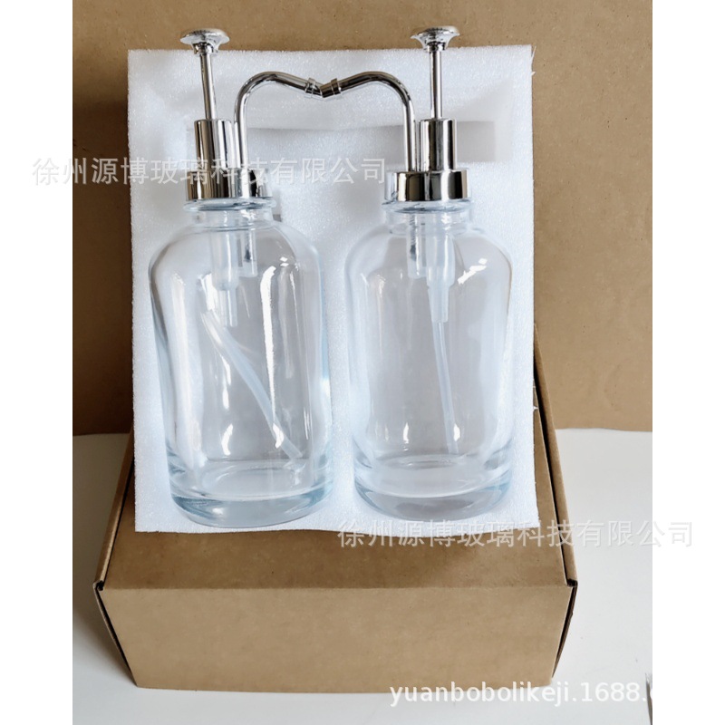 Cruzar la frontera de cristal blanco de vidrio 16oz botella de loción dispensador de jabón dispensador de café 500ml de jarabe botella de distribución al por mayor