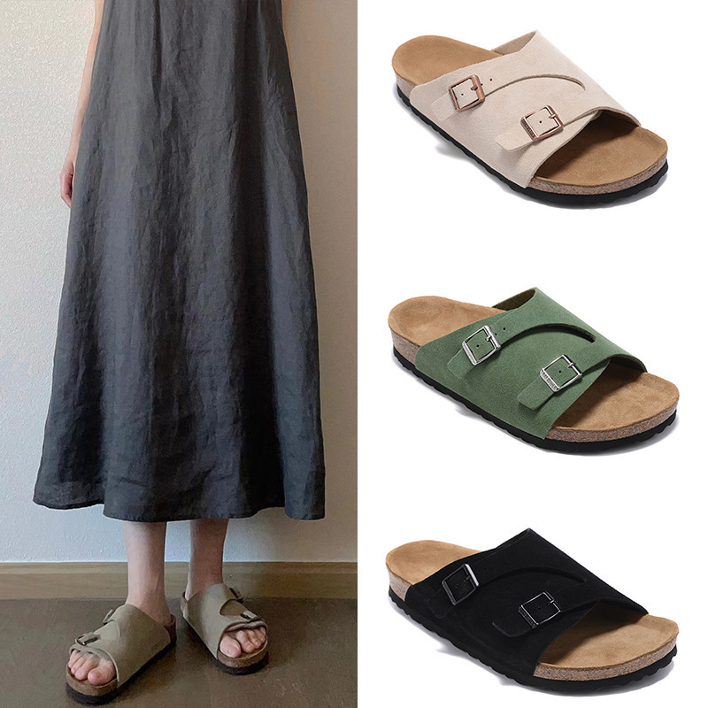 Cross-Border Foreign Trade Bk Birkenstock Shoes Zurich Slippers Genuine Leather Cork Sandals Outdoor Sandals for Men and Women Birkenstock Shoes Summer