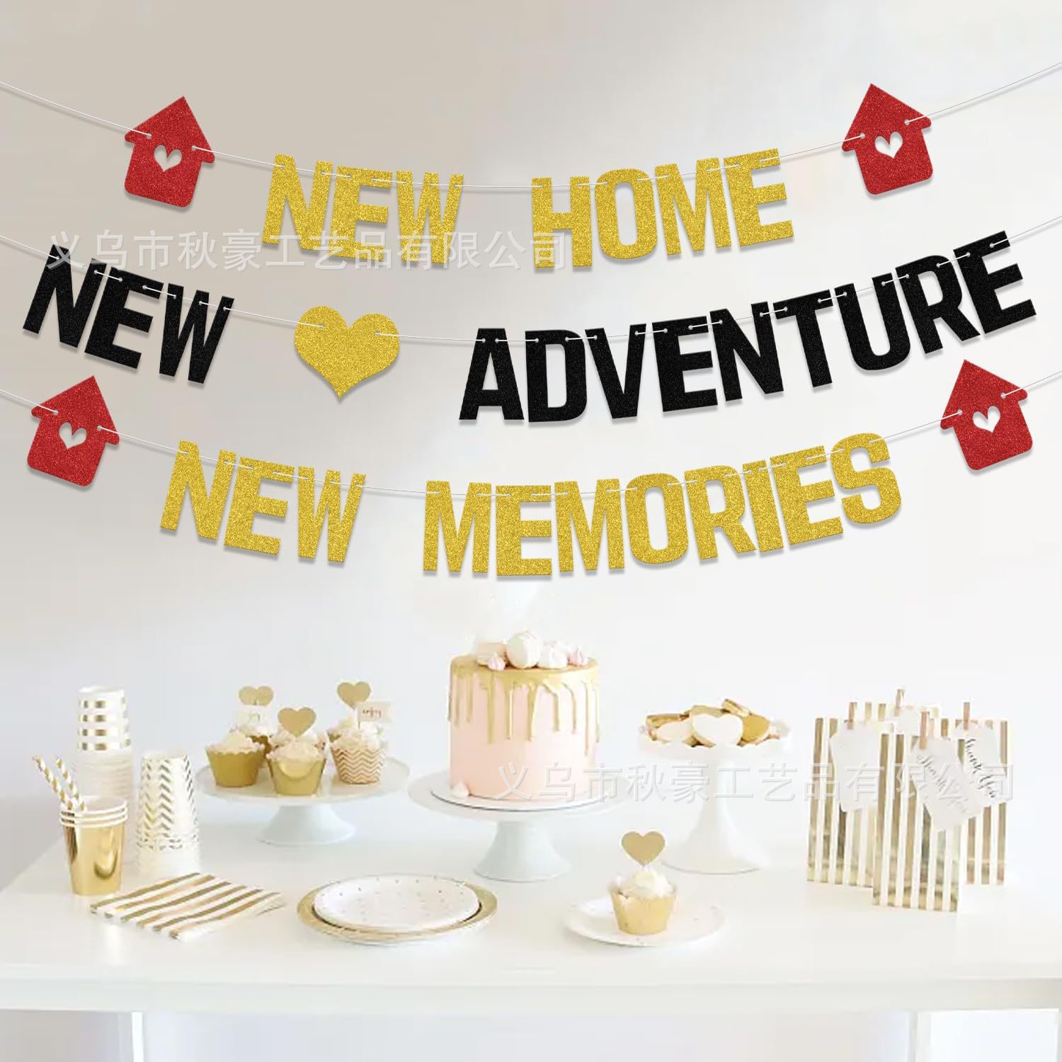 Black Golden Onion Flash Moving Banners Decoración de la fiesta de movimiento