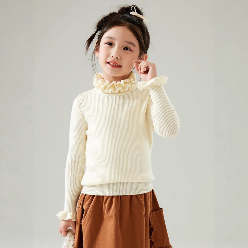 Machine Washable 100% Worsted Wool Sweater Kidsren's Fungus Curling Edge 25 Autumn and Winter Half Turtleneck Girls Warm Knitted Sweater Machine Washable 100% Worsted Wool Sweater Kidsren's Fungus Curling Edge 25 Autumn and Winter Half Turtleneck Girls Warm Knitted Sweater