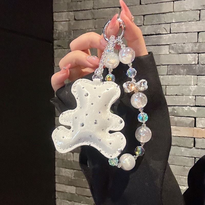 Cadena de teléfono móvil de alta gama hecha a mano de boutique, cadena de diamantes de imitación de oso, cordón de teléfono móvil de moda, colgante de mensajero corto