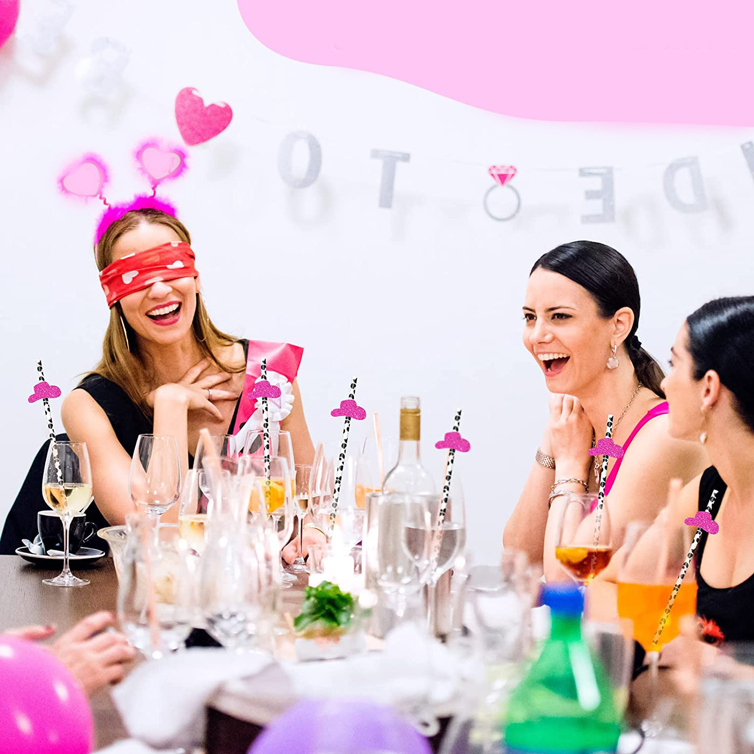 Fiesta transfronteriza decoración creativa paja vaca Rosa Bowler papel paja desechable decoración de bebidas degradables