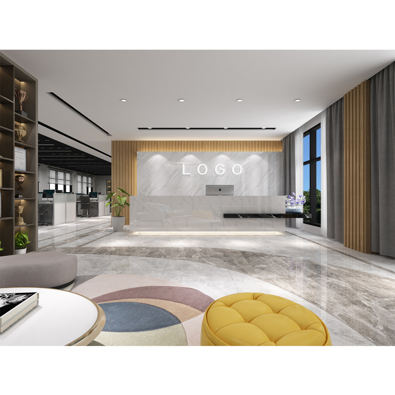 High-End Enterprise Company Office Design and Decoration Front Desk Reception Desk Information Cabinet Desk Honor Certificate Display