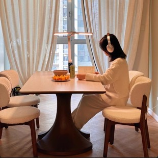 Medieval Style Solid Wood Dining Table Rectangular Modern Simple Walnut Color Leather Full Support Matte Travertine Slate Dining Table and Chairs