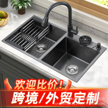 水槽洗菜盆不锈钢水槽双槽手工加厚纳米防污厨房洗菜盆洗碗池