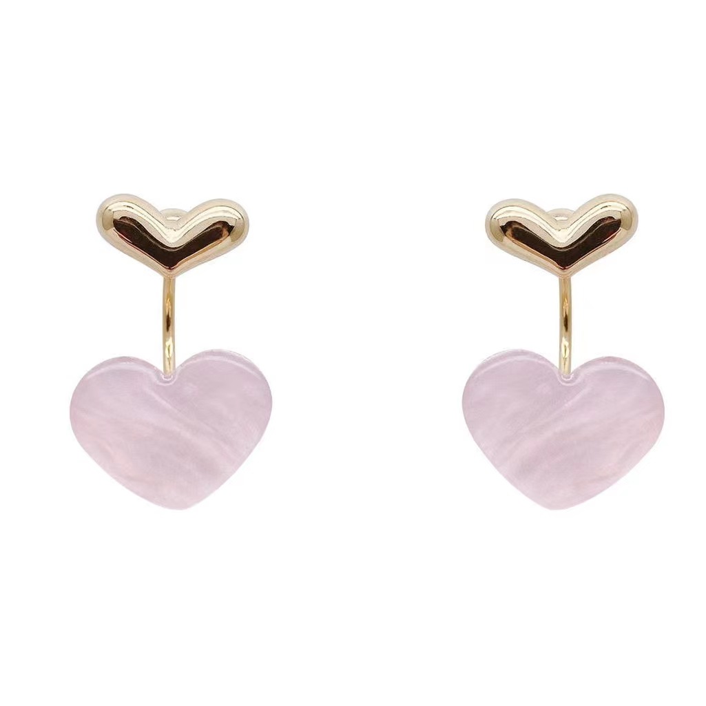 Plating Design 1 Pair Elegant Simple Style Streetwear Heart Shape Plating Alloy Shell Drop Earrings