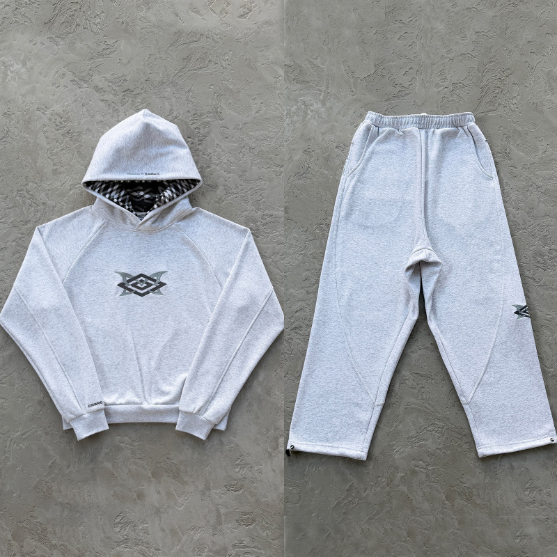 Mertra Heavyweight American Street Hip-Hop Embroidered Sweatpants Men's and Women's Trendy Brand Loose Hoodie Sweatshirt Sports Suit