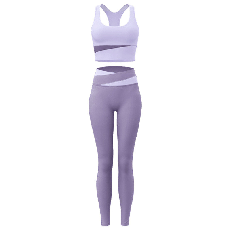Nuevo juego de ropa de yoga de color de contraste para mujeres de verano red profesional para correr ropa de yoga de mujer rápida y seca con cojín de pecho
