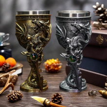 跨境新品3D飞龙剑高脚杯龙爪铜金龙生肖龙工艺品杯子红酒鸡尾酒杯