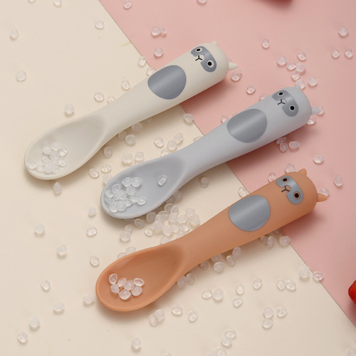 Cartoon Food-Grade Silicone Baby Spoon Soft Spoon Household Baby Newborn Water Feeding Spoons Children's Snack Spoons